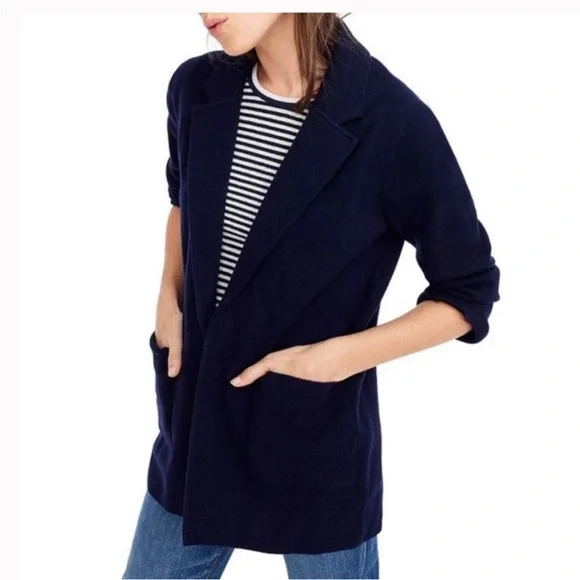 J.CREW open front sweater blazer black relaxed fit office work size L - Picture 2 of 11